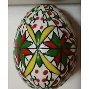 Romanian Pysanky Hand Painted Real Easter Egg Starburst Swirl Dots Multi-color